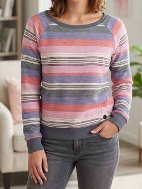 BENCH Striped Pullover Lightweight Sweater Womens Medium